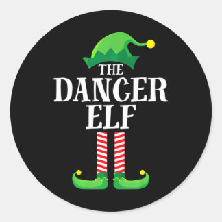 Pegatina Redonda Navidades del grupo familiar Elf Mateo de bailarin