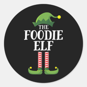 Pegatina Redonda Navidades del grupo familiar Foodie Elf Matching F