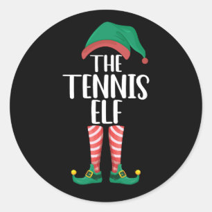 Pegatina Redonda Navidades del grupo familiar Tennis Elf Matching