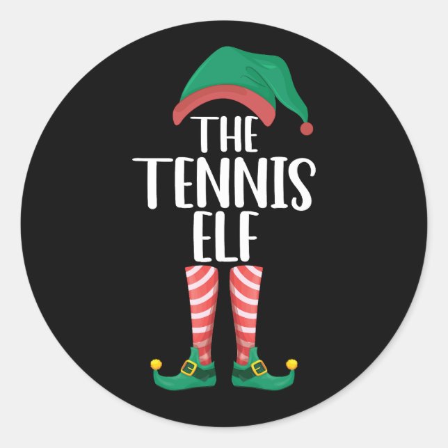 Pegatina Redonda Navidades del grupo familiar Tennis Elf Matching (Anverso)