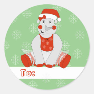 Pegatina Redonda navidades del Iluminoso Ballet Rhino Snowflakes Gr