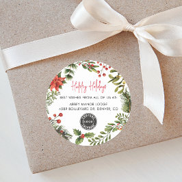 Pegatina Redonda Navidades del logotipo de negocios de Felices Fies