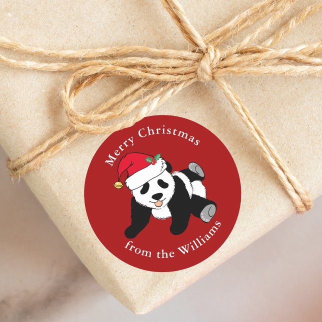 Pegatina Redonda Navidades del oso panda cute regalo rojo Personali (Subido por el creador)