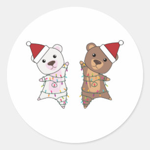 Pegatina Redonda Navidades del oso polar se burlan de los animales