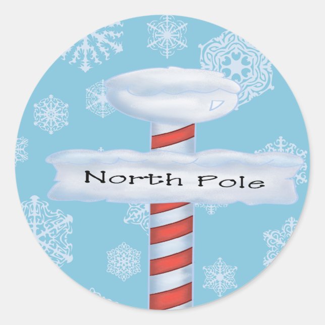 Pegatina Redonda Navidades del Polo Norte (Anverso)