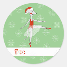 Pegatina Redonda navidades del ratón del ballet Iluminoso Snowflake