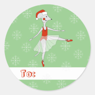 Pegatina Redonda navidades del ratón del ballet Iluminoso Snowflake