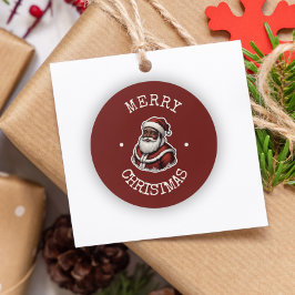 Pegatina Redonda Navidades del Retro African American Black Santa C