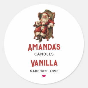 Pegatina Redonda Navidades del Retro Santa Claus vándalos