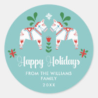 Navidades del Sueco Dala Horse Folk Felices Fiesta