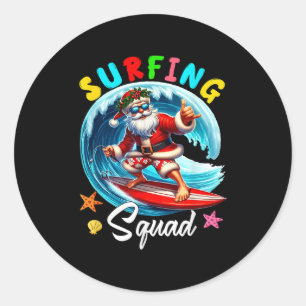 Pegatina Redonda Navidades Del Surfing Squad En Julio Diversión De