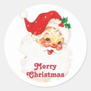 Pegatina Redonda Navidades del Viejo Santa Claus Retro Jolly