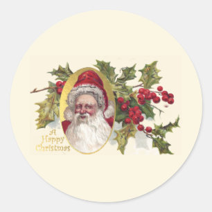 Pegatina Redonda Navidades del Viejo Victoriano Santa Claus, 1906