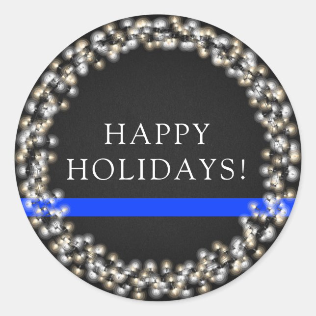 Pegatina Redonda Navidades delgados de la Línea Azul iluminan a la  (Anverso)