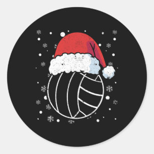 Pegatina Redonda Navidades deportivos Gorra de voleibol Santa Claus