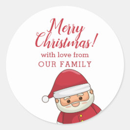 Pegatina Redonda Navidades descabellado Santa Personalizada