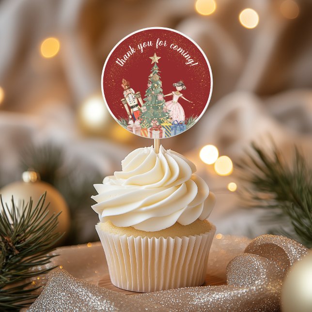Pegatina Redonda Navidades desnudos Fiesta Baby Shower Gracias (Nutcracker Christmas Party Baby Shower Thank You Classic Round Sticker!)