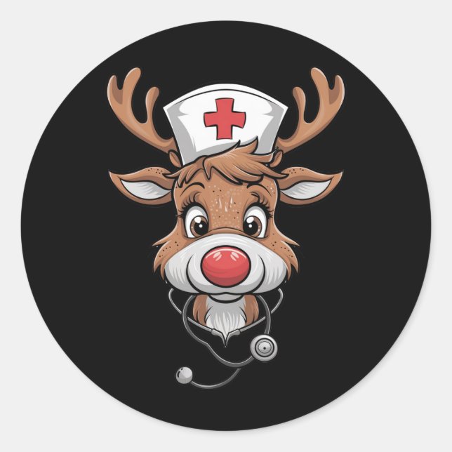 Pegatina Redonda Navidades despojan a las enfermeras de guantes de  (Anverso)