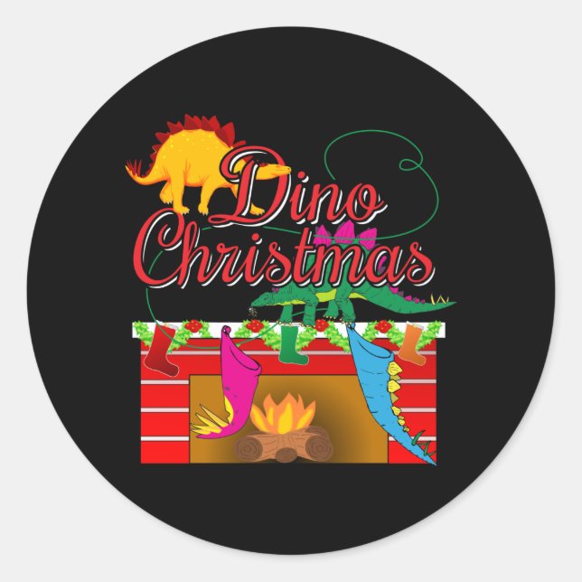 Pegatina Redonda Navidades Dino - Valores de dinosaurios (Anverso)