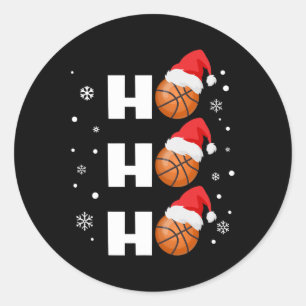 Pegatina Redonda Navidades divertidos Baloncestistas Ho Ho Ho Ho Ho