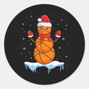 Pegatina Redonda Navidades divertidos Bysketbyll Santa Snowman