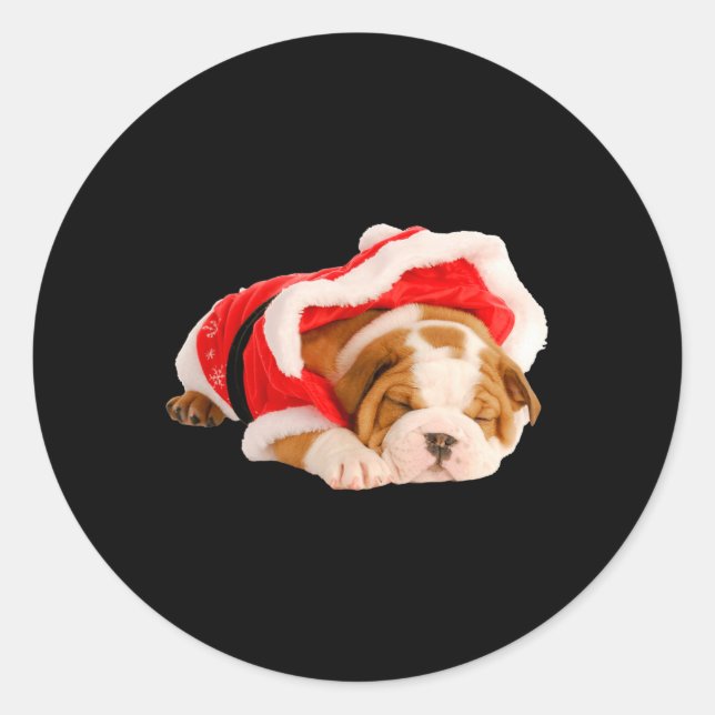 Pegatina Redonda Navidades divertidos de Bulldog inglés pipa Santa  (Anverso)
