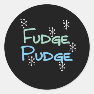 Pegatina Redonda Navidades divertidos de Holiday Fudge Pudge