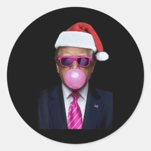 Pegatina Redonda Navidades divertidos de Trump con espuma rosa de b