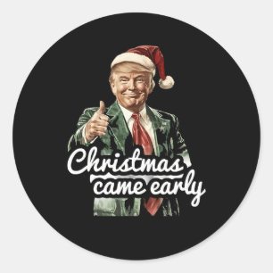 Pegatina Redonda Navidades divertidos de Trump llegaron a comienzos