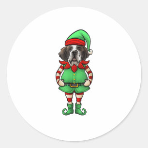 Pegatina Redonda Navidades divertidos Elf St Bernard Dog Saint Bern