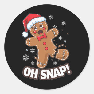 Pegatina Redonda Navidades divertidos Gingerbread Man Oh Snap Set P