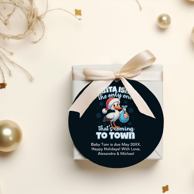 Pegatina Redonda Navidades divertidos Invitación de embarazo infant (Subido por el creador)