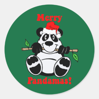 Pegatina Redonda Navidades divertidos Panda Bear
