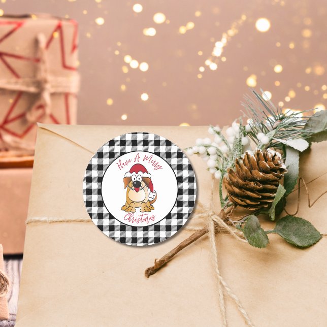 Pegatina Redonda Navidades divertidos Personalizado de perro Santa  (Subido por el creador)