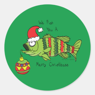 Pegatina Redonda Navidades divertidos Personalizado de pescado de p