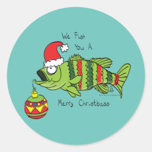 Pegatina Redonda Navidades divertidos Personalizado de pescado de p