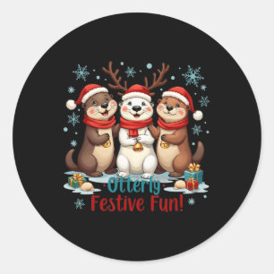 Pegatina Redonda Navidades divertidos que celebran abiertamente ani