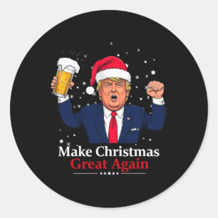 Pegatina Redonda Navidades divertidos que Trump vuelve a hacer gran