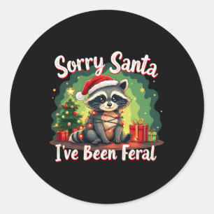Pegatina Redonda Navidades divertidos Raccoon Meme Lo siento Santa 