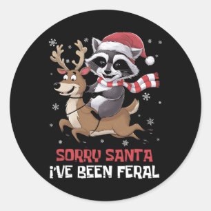 Pegatina Redonda Navidades divertidos Raccoon Meme Lo siento Santa 