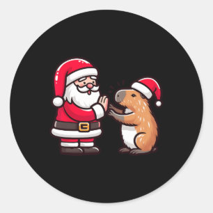 Pegatina Redonda Navidades divertidos Santa Claus Capybara Alta Cin