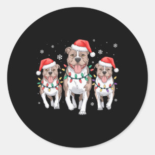 Pegatina Redonda Navidades divertidos Santa Reindeer Cute Pitbull S