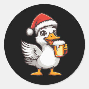 Pegatina Redonda Navidades divertidos se van con comedia de cerveza