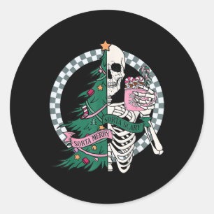 Pegatina Redonda Navidades divertidos Sorta Merry Sorta Scary Skele