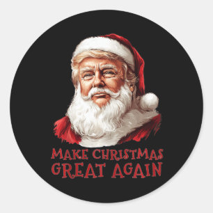 Pegatina Redonda Navidades divertidos, Trump Santa, convierte a los