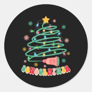 Pegatina Redonda Navidades divertidos, videos navideños, ultrasonid