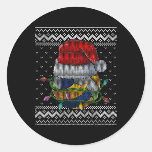 Pegatina Redonda Navidades divertidos voleibol Santa Hat navidad pi