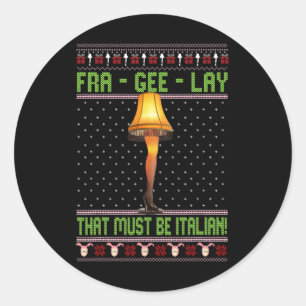 Pegatina Redonda Navidades divertidos y frágiles navidades italiana