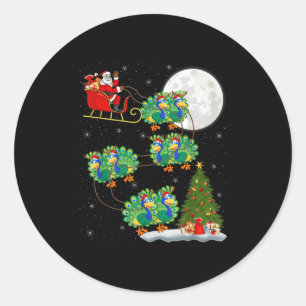 Pegatina Redonda Navidades divertidos y mágicos de Pea Santa Sleigh