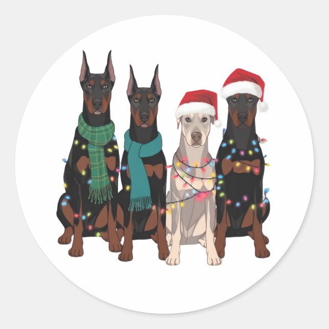 Pegatina Redonda Navidades Doberman Lover Dog Mom Holiday (Anverso)